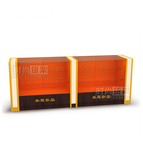 藥店貨架_參茸前柜(紫檀木紋)